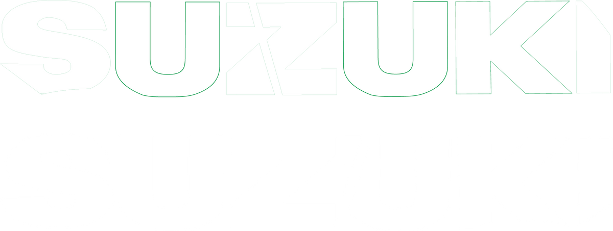 GSXR Suzuki Tank Decals - white with green outline, left and right pair