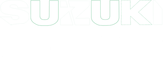 GSXR Suzuki Tank Decals - white with green outline, left and right pair